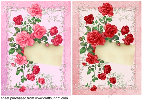 2 Dark pink and red rose note card fronts