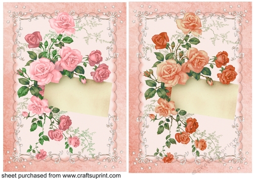 2 Light pink and peach rose note card fronts
