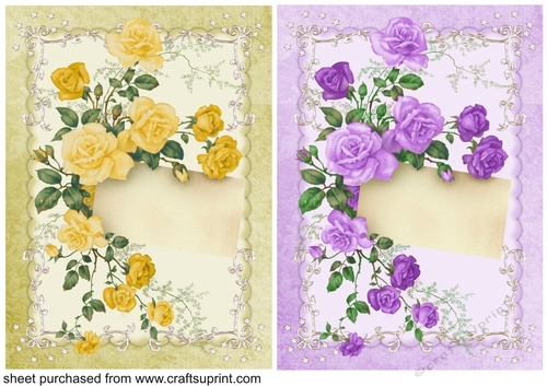 2 Yellow and purple rose note card fronts