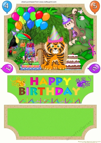 Age 4/5/6/7 Tiger Birthday easel topper and stopper(no base)
