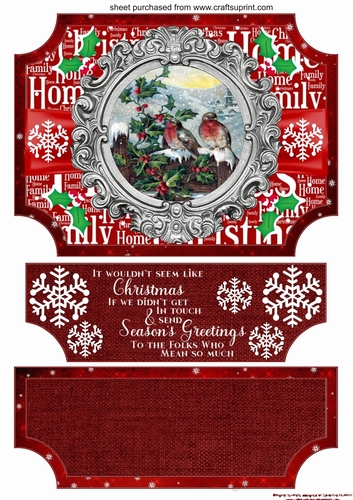 Red Christmas vintage plaque easel topper and stopper (no base) 1