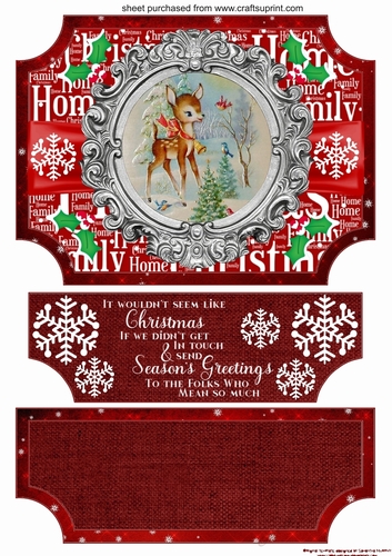 Red Christmas vintage plaque easel topper and stopper (no base) 2