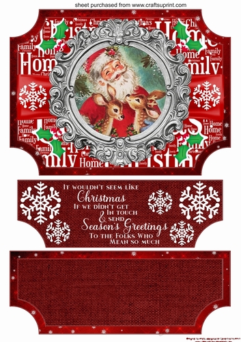 Red Christmas vintage plaque easel topper and stopper (no base) 4