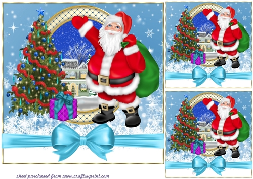 3 Santa Claus is coming to town card front/toppers