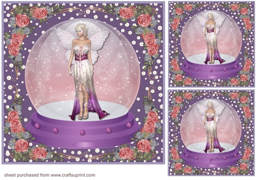 3 Fairy in snow globe card front/toppers 2