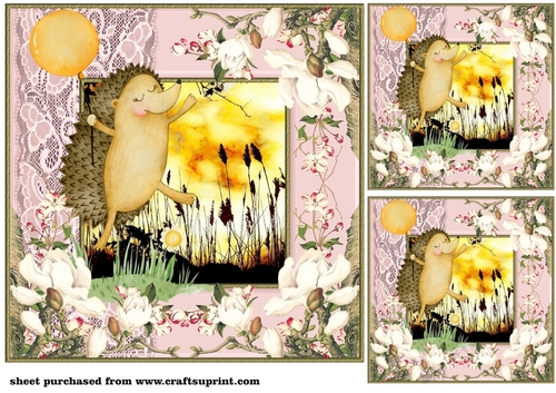 3 Floral hedgehog with balloon card front/toppers