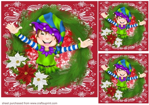 3 Christmas elf card front/toppers 2