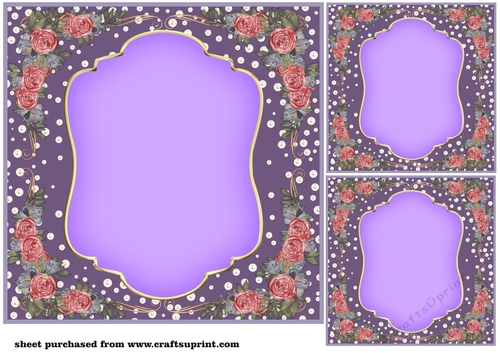 3 Lilac floral corner card front/topper blanks
