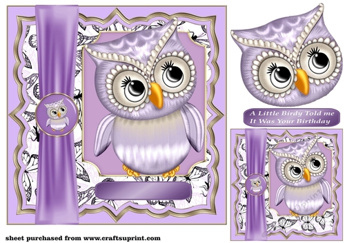 Lilac little birdy card front