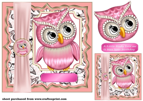 Pink little birdy card front