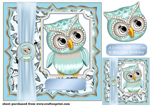 Blue little birdy card front