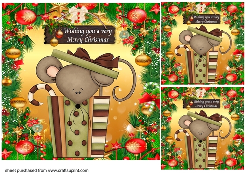3 Christmas present mouse card front/toppers