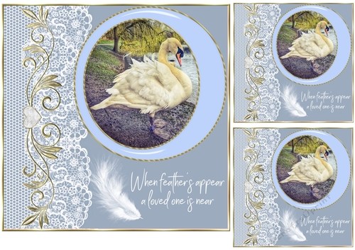 3 Blue swan a feather card front/toppers