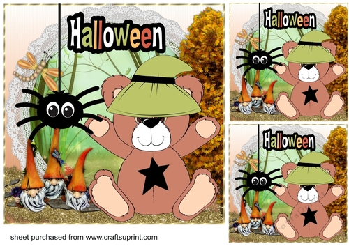 3 Halloween bear card front/toppers 1