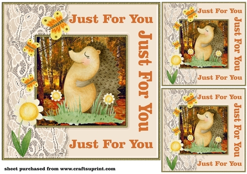 3 Hedgehog just for you card front/toppers