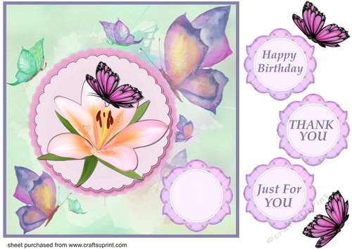 Purple butterfly card front
