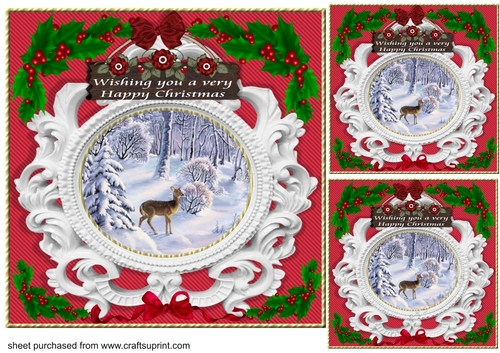 3 Red ceramic frame Christmas scene card front/toppers 4