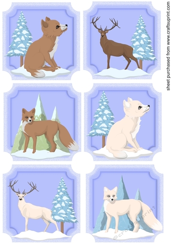 6 Blue Christmas animal toppers 3