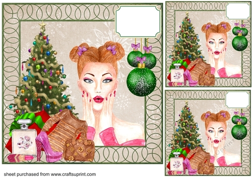 3 Christmas surprise card front/toppers