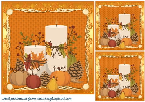 3 Autumn candle card front/toppers