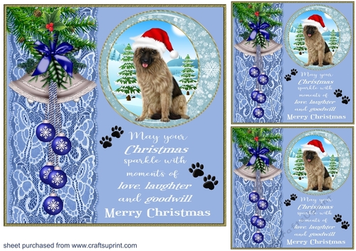 3 GSD Christmas card front/toppers