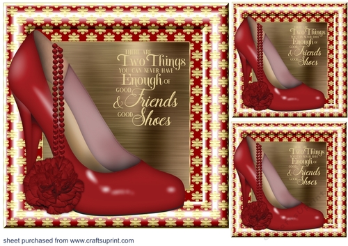 3 January birth stone colour floral shoe with pearls card front/toppers