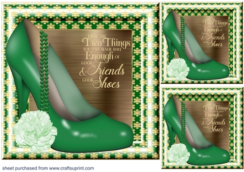3 May birth stone colour floral shoe with pearls card front/toppers