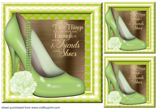3 August birth stone colour floral shoe with pearls card front/toppers