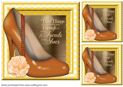 3 November birth stone colour floral shoe with pearls card front/toppers