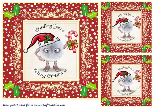 3 Christmas pom pom card front/toppers 1