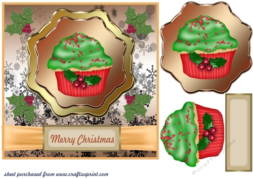 Christmas cupcake card front
