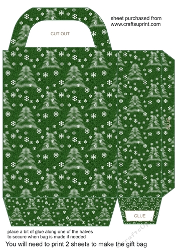 Green Christmas tree gift bag