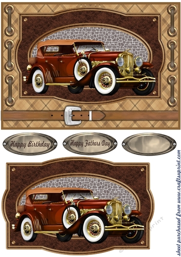 Vintage car with belt card front 2