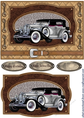 Vintage car with belt card front 3