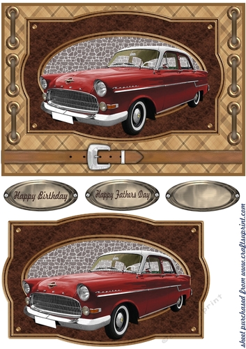 Vintage car with belt card front 4
