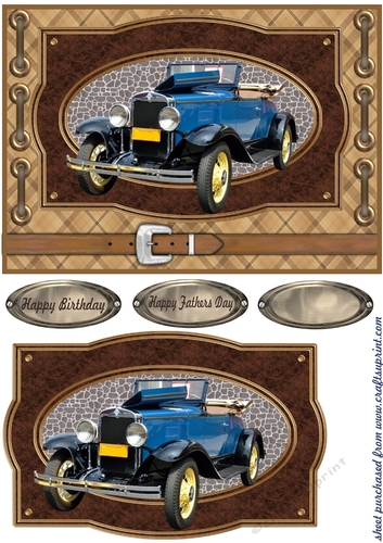 Vintage car with belt card front 6