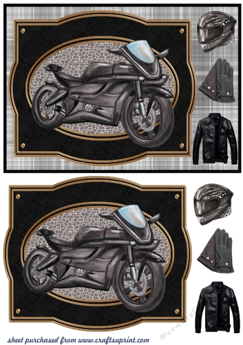 Black motor bike framed card front