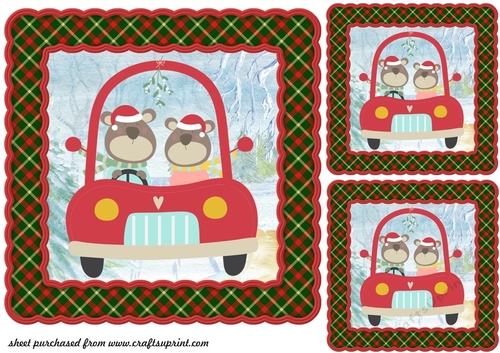 3 Driving home for Christmas card front/toppers 3
