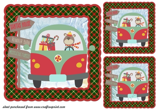 3 Driving home for Christmas card front/toppers 6