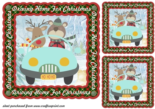 3 Driving home for Christmas card front/toppers A