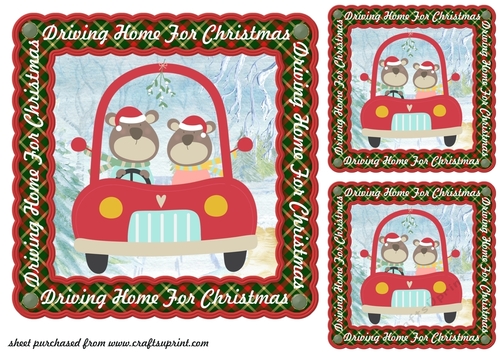 3 Driving home for Christmas card front/toppers B
