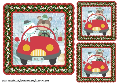 3 Driving home for Christmas card front/toppers C