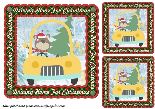 3 Driving home for Christmas card front/topper D