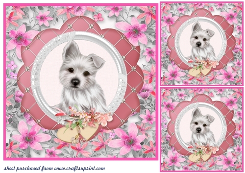 3 Cute floral pup card front/toppers