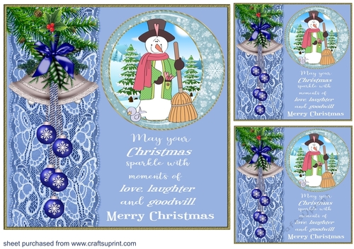 3 Sammy the snowman card front/toppers