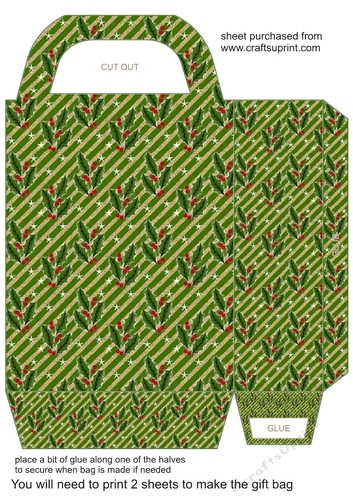 Green holly gift bag
