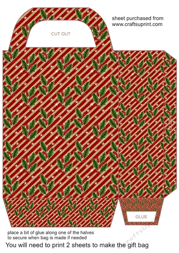 Red holly gift bag