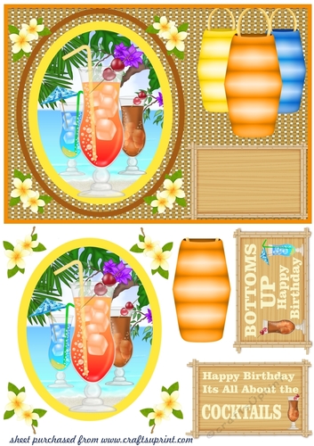 Tropical Birthday cocktails card front