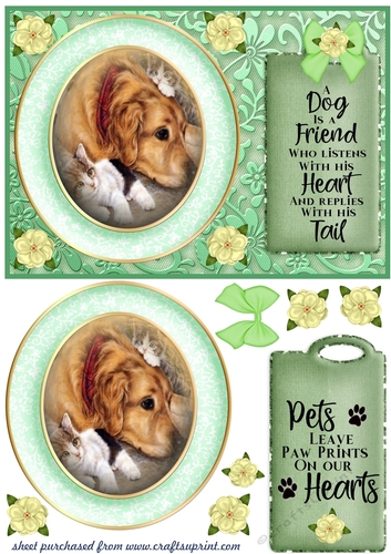 Green pup floral card front 6