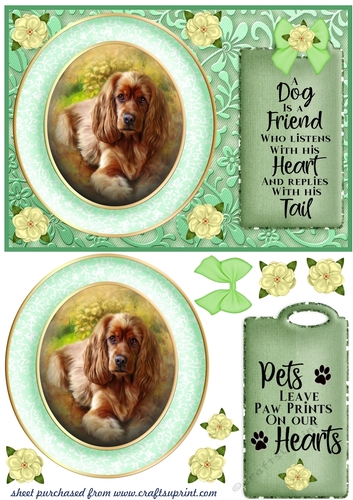 Green pup floral card front 7